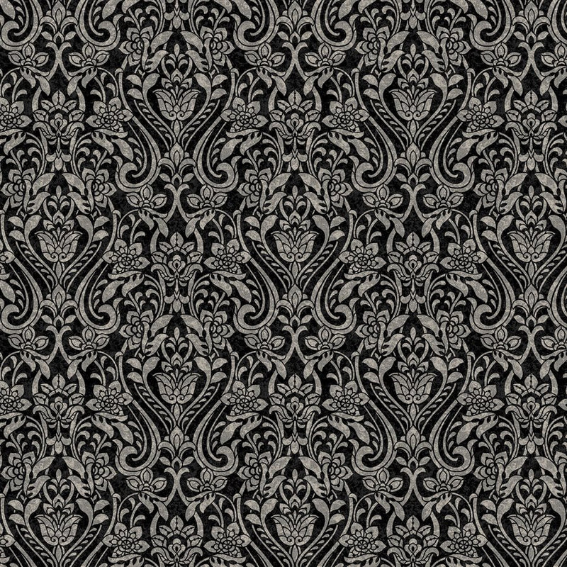 Hummingbirds and Honeysuckle - Medallion Black/Grey