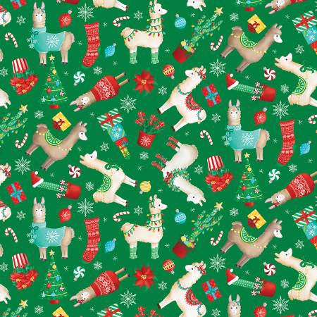 Happy Llamadays - Christmas Llamas - Green