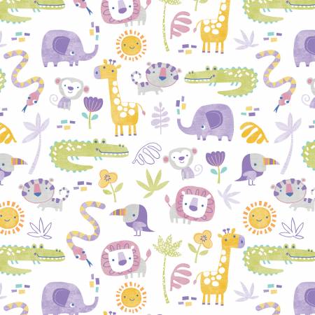 Elephant Play  Flannel- Animals - Purple FLANNEL