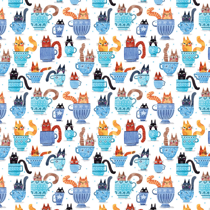 Tea Cup Cats - Blue Multi