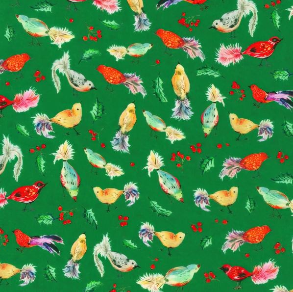 Yuletide Bouquet - Christmas Birds - Green