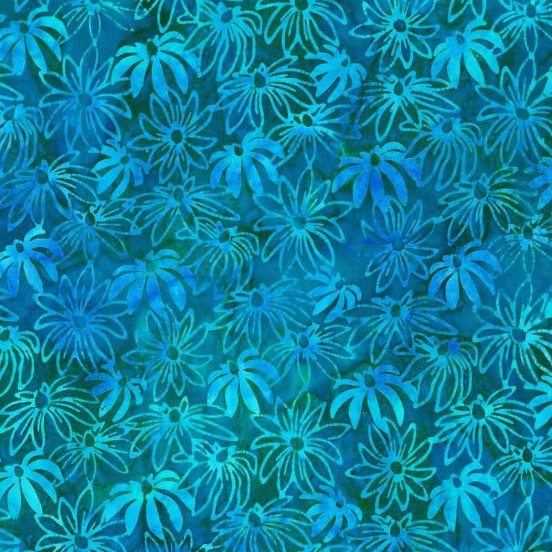 Floral Teal Blue Batik