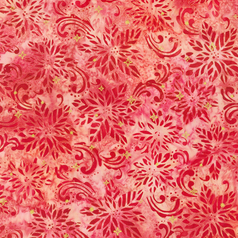 Pointsettia Strawberry Batik w/Metallic