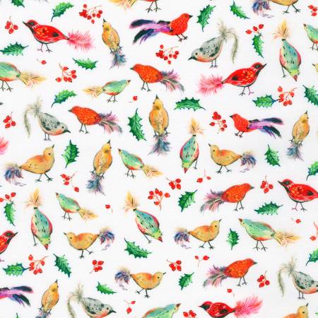 Yuletide Bouquet - Christmas Birds - White