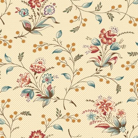 Traditional Floral Beige Wide Back -  108" Wide Backing