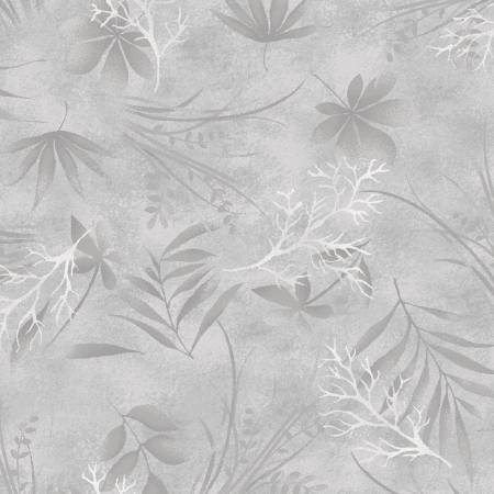 Grey Leaves Wide Back -  108" Wide Backing