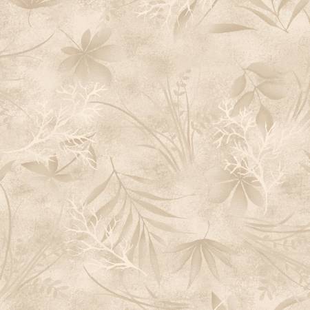 Taupe Leaves Wide Back -  108" Wide Backing