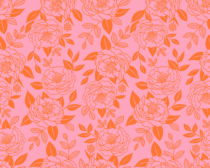 Rise and Shine - Orange Flowers on Pink